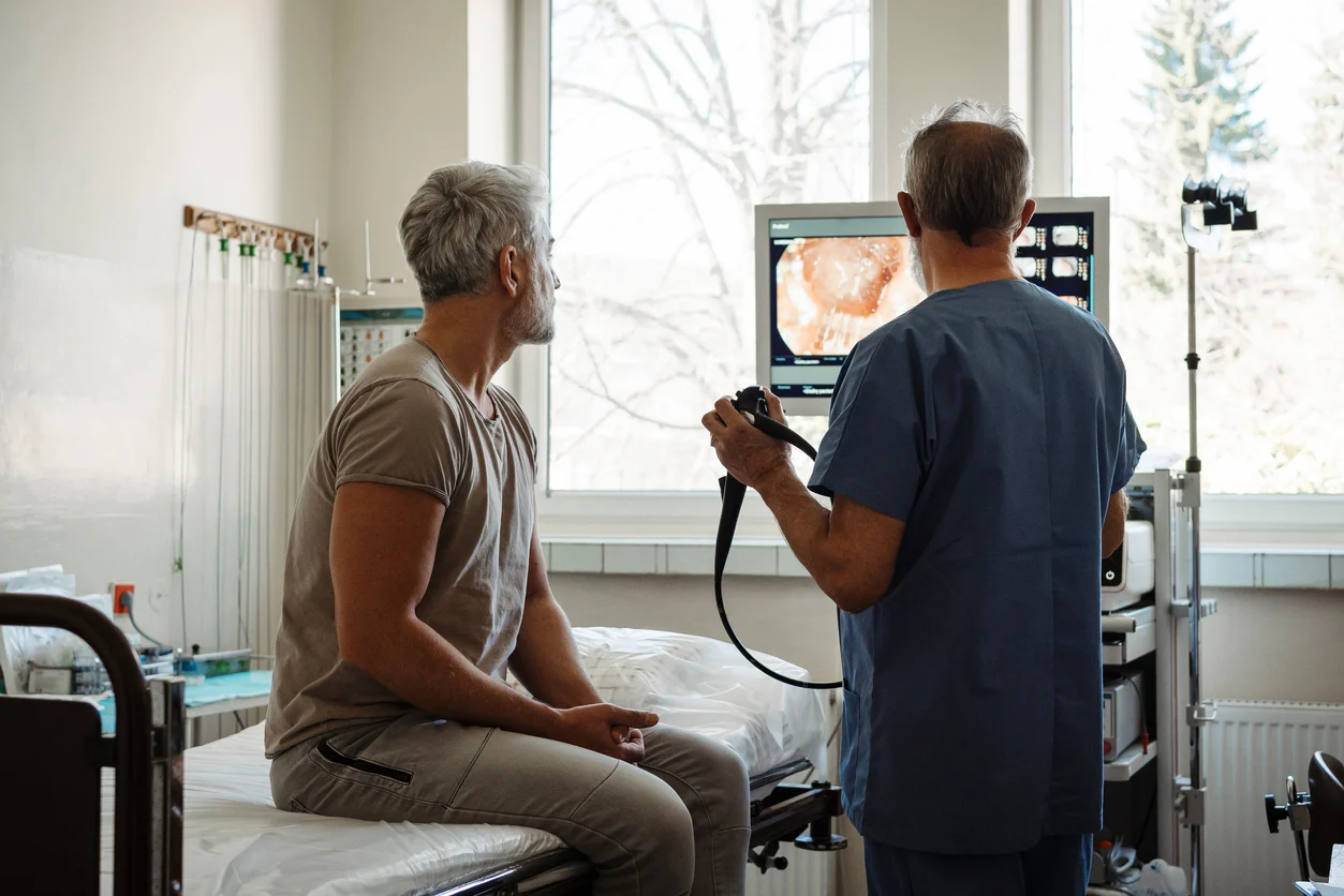 gastroenterologist discussing colonoscopy